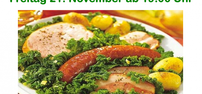 Grünkohlessen mit irischem Flair am 21. November am SSC Grünkohlessen mit irischem Flair am 21. November am SSC